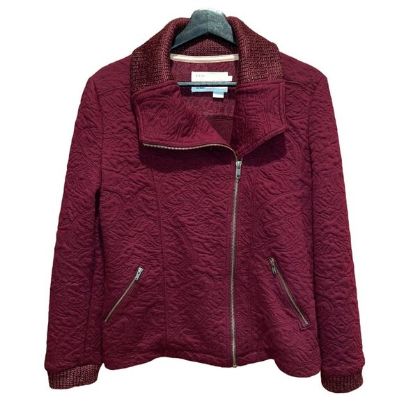 Anthropologie‎ Saturday Sunday Sweater Jacket Womens S Wine Full Zip Pockets - Picture 1 of 11